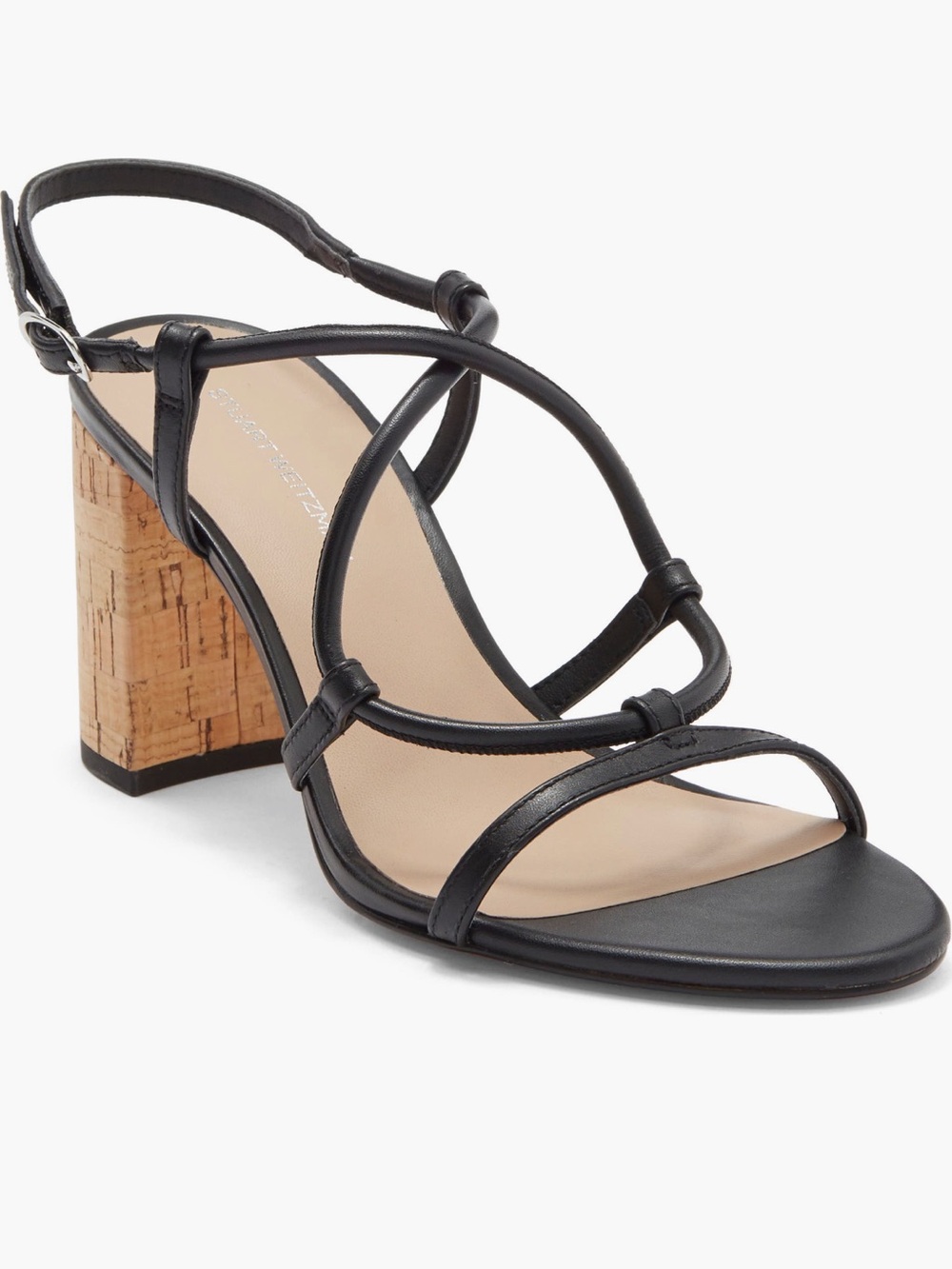 ‼️NEW Stuart Weitzman Nilla 75 Black Leather Block Sandals Heels